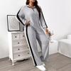 Women Plus Size Lazy Style Loose Casual Color Block Two Piece Sweatshirt Pants Set
