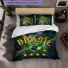 Set Biancheria da Letto a Fantasia Calcio Brasile 3 Pezzi Copripiumino Morbido in Microfibra con Federe per Camera da Letto
