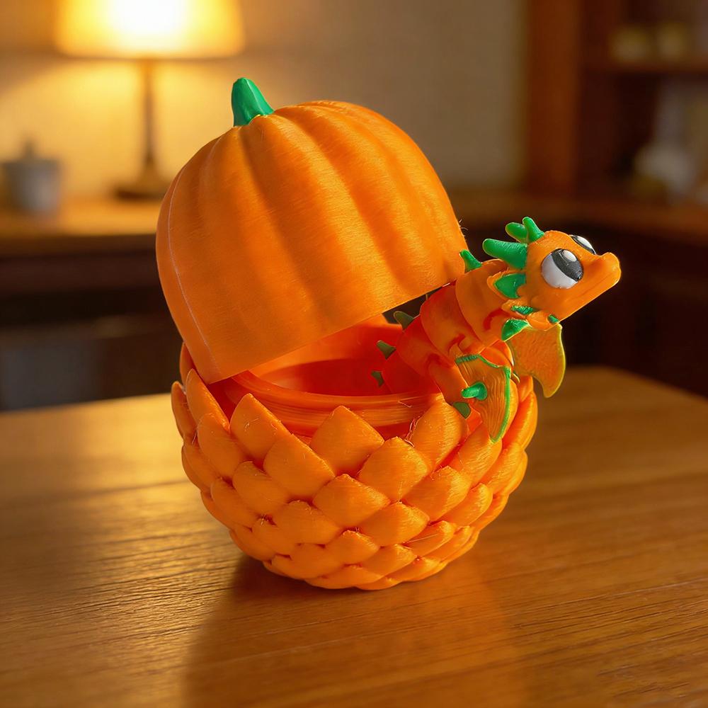 3d Printed Cute And Adorable Pumpkin Dragon + Dragon Egg Model Plastic Desk Decor Sculpture Ornaments Holiday Gifts