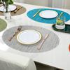 Nordische effen kleur bamboepatroon PVC placemat Teslin ovaal westerse eettafelmat antislip eettafelmat warmte-isolerende mat