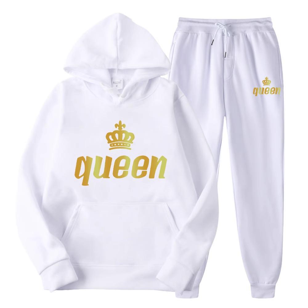 Couple Hooded Sweatshirt Set - Queen & King Band Long Sleeve Sportswear