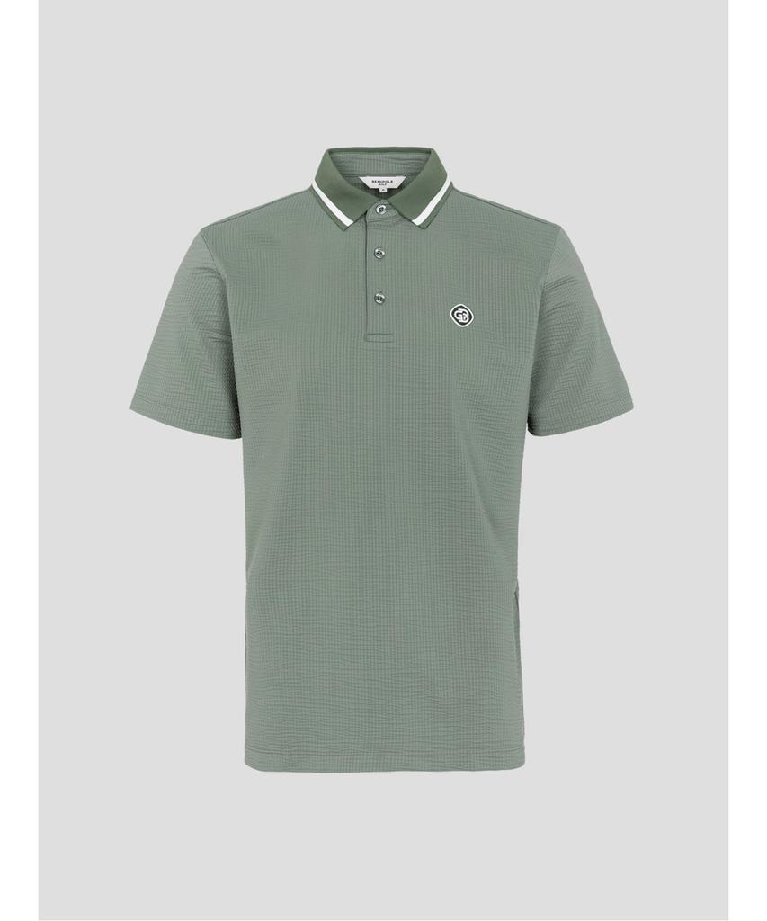 BEANPOLE GOLF [Heritage] Men'S Seersucker Short Sleeve T-Shirt - Olive