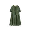 DEMANA Vintage Print Faux Two-Piece Ruffle Midi Dress