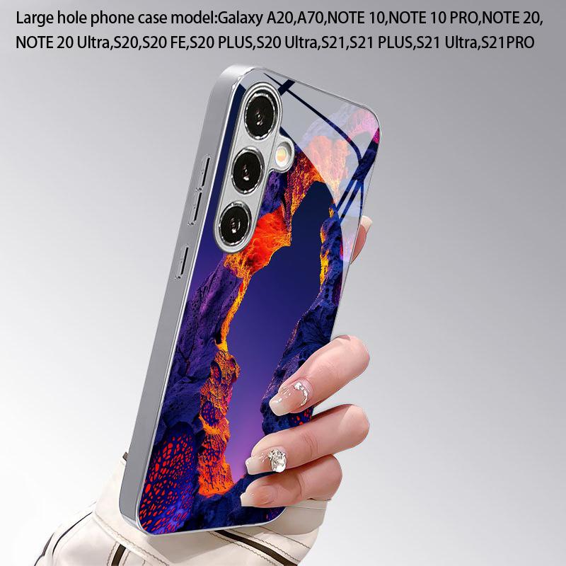 2D Rainbow Rock Arch Pattern Phone Case for Samsung S26 S25 S24 S23 S22 S21 S20 A56 A36 A16 Electroplated Glass Protective Cover