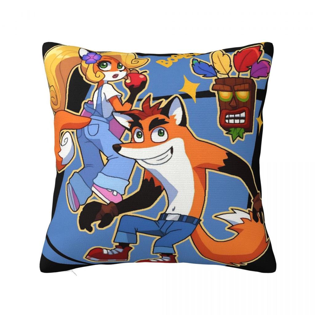 C-Crash B-Bandicoot Pillow Cover Soft Pillow Case Cushion Cover Cute Funny Graphic Pillowcases For Office Car Home Decorative