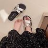 Cross Strap Slippers for Women In Summer, Retro Style, Casual, Flat Bottomed Beach, Anti Slip, Cool Mop