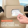 Car Leather Tissue Box With A Simple And High-End Feel, Car Seat Back Armrest Box, Multi-Functional Hanging Tissue Storage Box