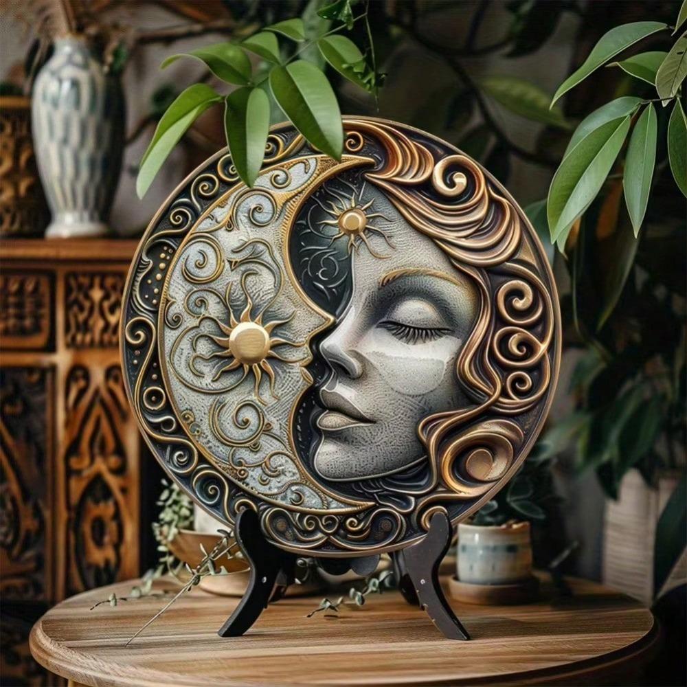 Art Lune Métallique 20x20 cm Décoration Murale Panneau Extérieur Résistant aux Intempéries Impression HD