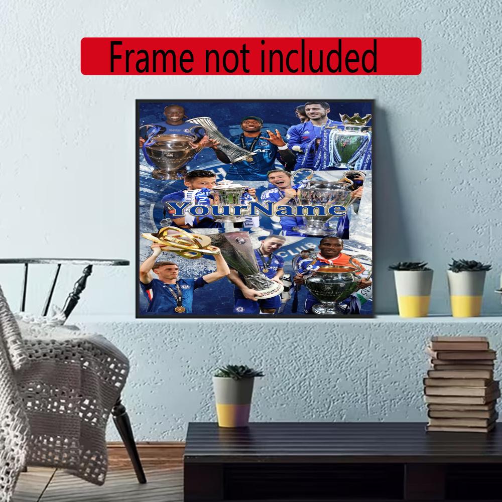 Chelsea Fc Personalized Name Round Diamond Painting Kit Diamond Embroidery Painting Rhinestones Mosaic Frameless Handwork Decoration Arts