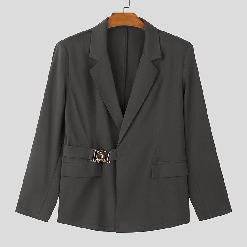 

INCERUN Мужской пиджак с лацканами и длинным рукавом, одна пуговица, тонкие пальто XL серый