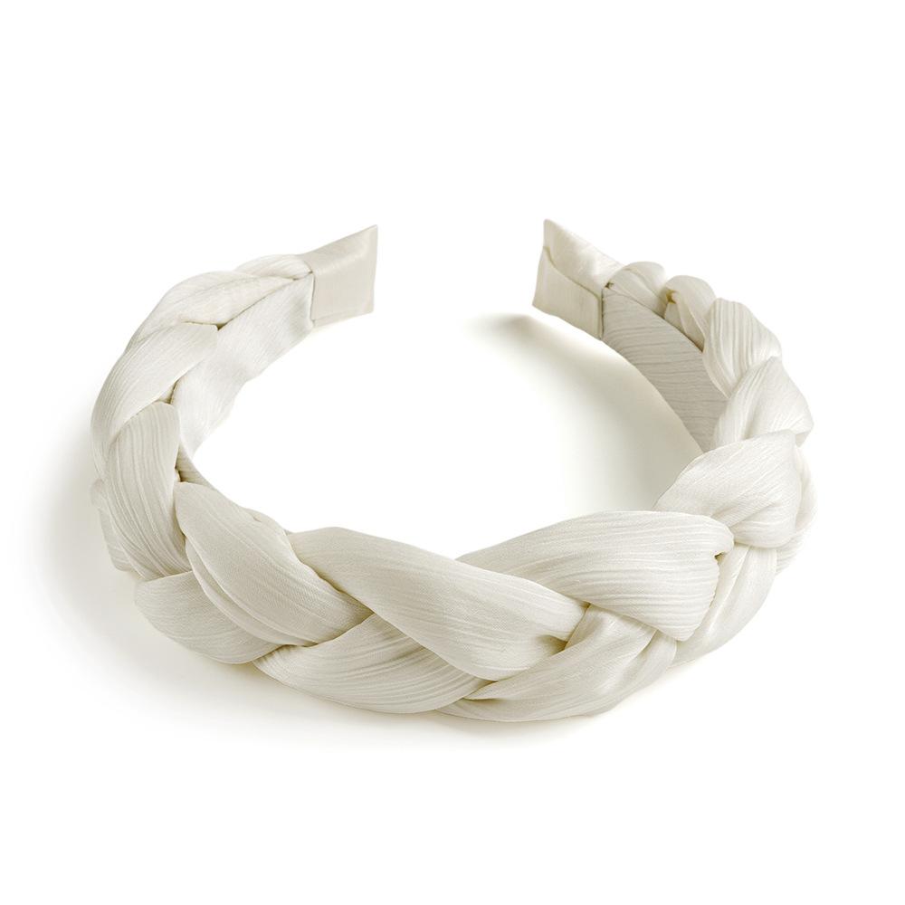 Simple Temperament Mesh Braid Headband Solid Color Knotted Weave Sweet Headband Girl Sponge Filled Hair Accessories