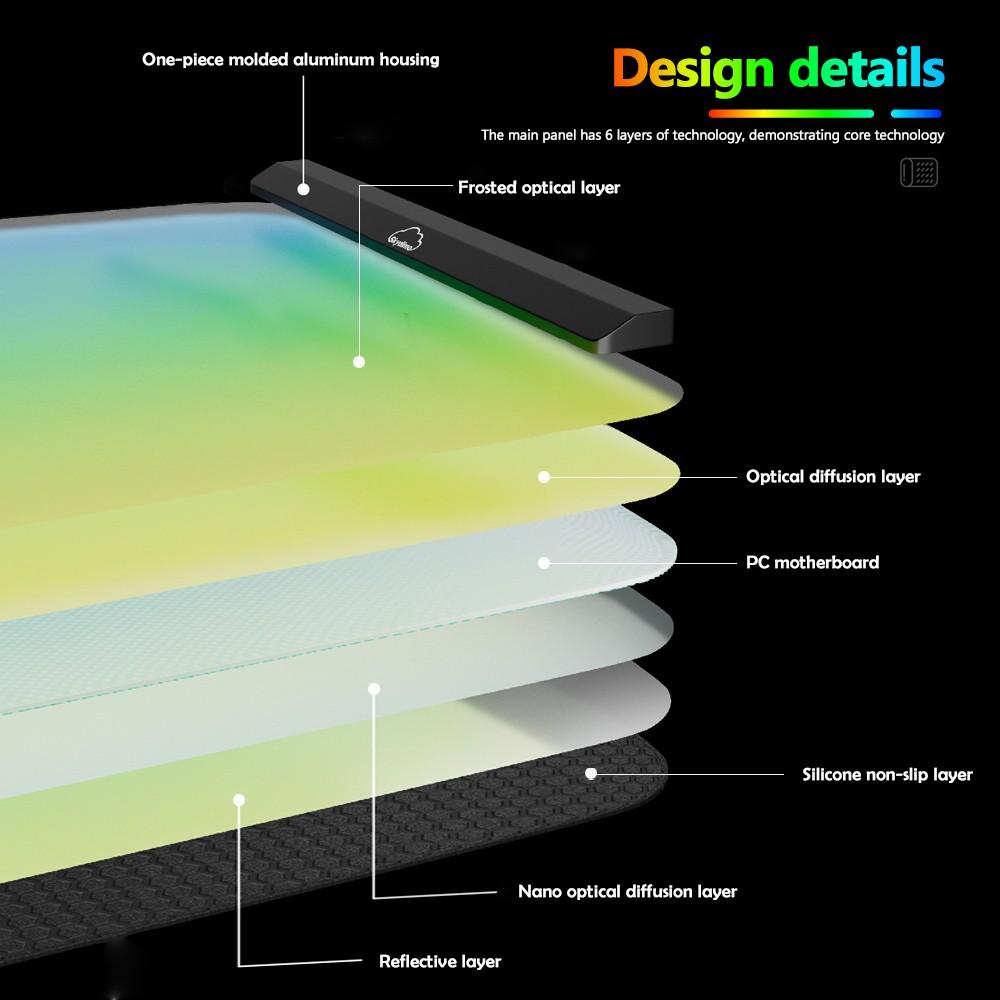 Gaming Mouse Mat  Fully Illuminated RGB Gaming Mouse Pad LED Panel lights Night Light Chasing Light USB For Mouse and Keyboard