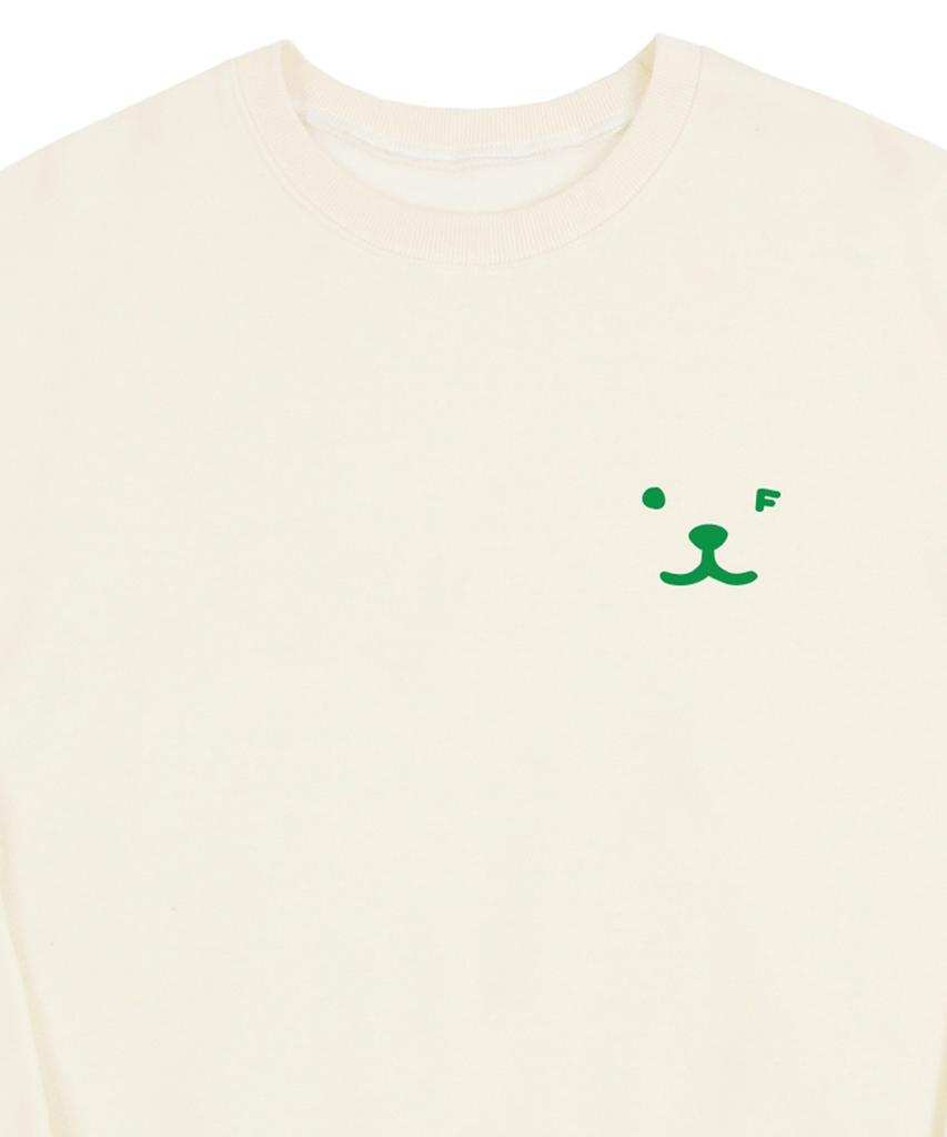 GRAVER [Unisex] Puppy Face Small Drawing Smile Sweatshirt_Cream/Green Logo