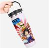 30oz Anime Printed Portable Car Cup Stainless Steel Thermos Cup with Straw Travel Sport Water Bottle Handle Coffee Vacuum Flask