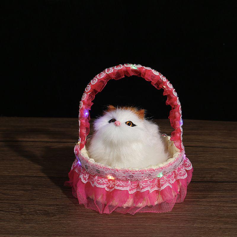 Children's Luminous Kitten Plush Doll Flower Basket - Perfect for Girl's Birthday or Christmas Gift