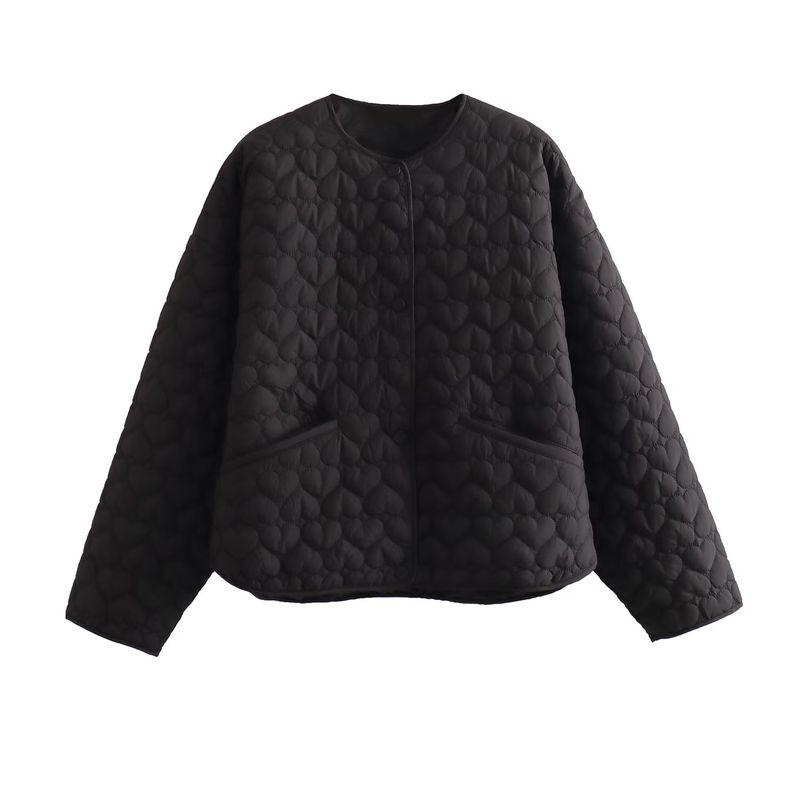 Kaslead Women's Fashion-Style Heart-Shaped Cotton-Padded Jacket