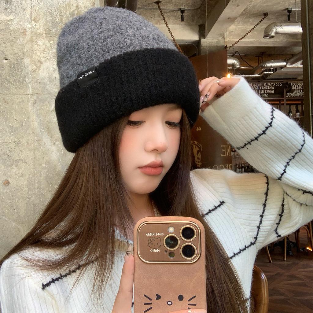 Wool Blend Letter Knitted Hat For Women Winter Cold Weather Warmth