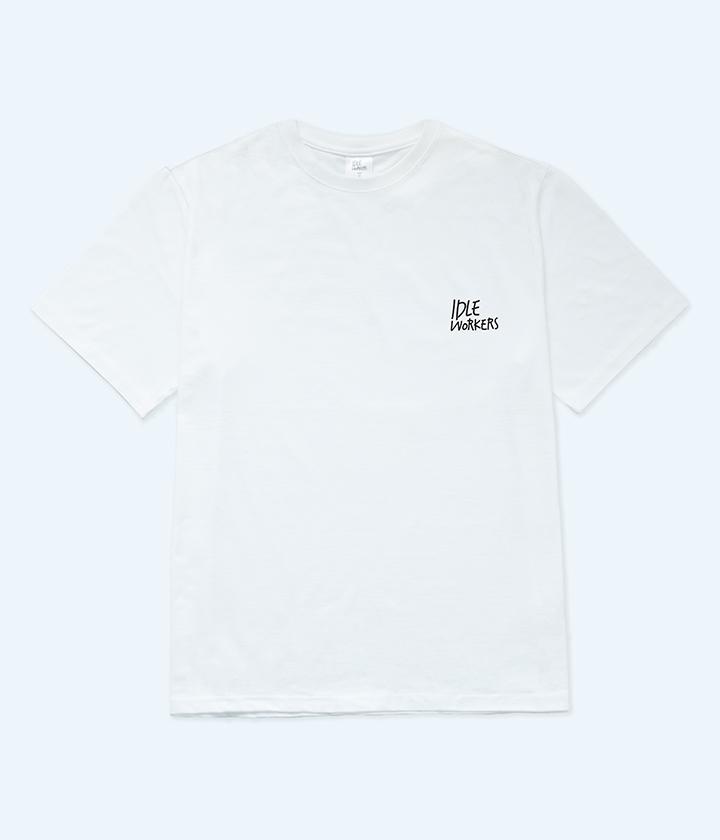 Idle Workers Authentic Logo Semi-Oversized Short Sleeve T-Shirt_White 1