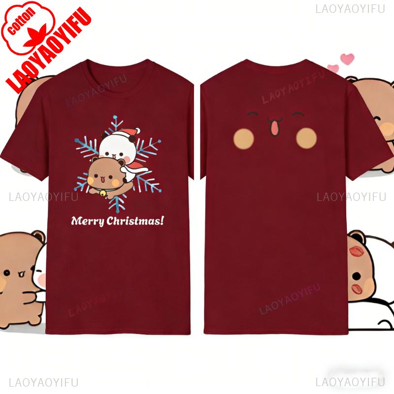 Kawaii Bubu Dudu Unisex High Quality Christmas Funny Lovely Graphic TShirt Holiday Gift for Couples Crewneck Shortsleev Women