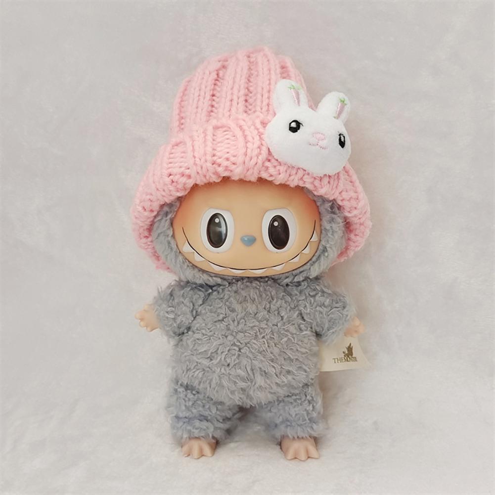 Doll Woolen Hat for Dollhouse Miniature for 15cm Labubu Color Match Hat Kawaii Cute Doll Accessories Kids Girls Toys