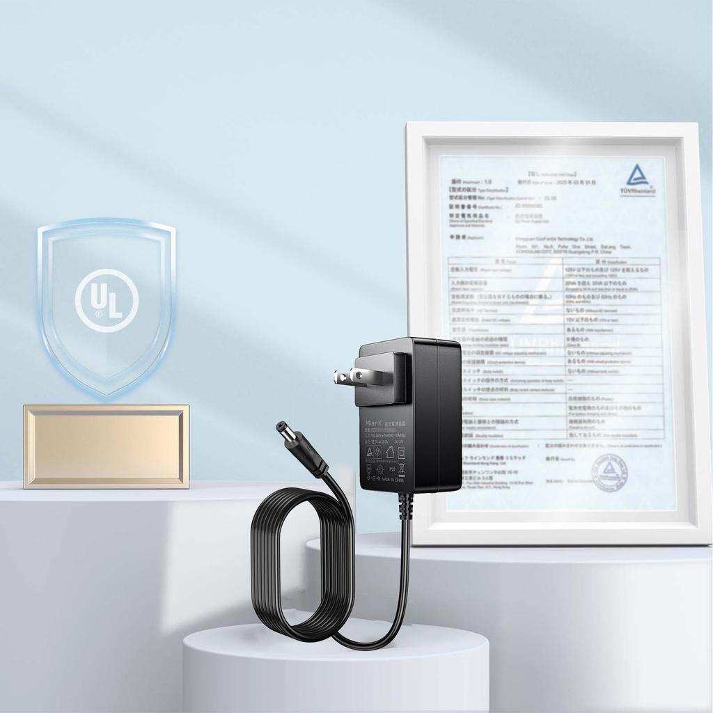 12V 2A Power PSE To 11 Types of DC Connectors Lightweight and Compact Charger for Security LED Wireless and Tablets Adapter, Certified, AC100-240V