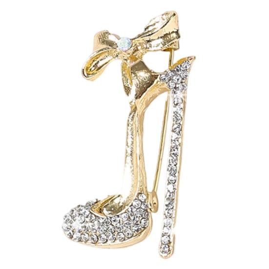 jijijing Brooch Pin, High Heels Bow Shape Lapel Pin with Sparkling Rhinestones, Women Badge for Suits Coats Bags Accessories