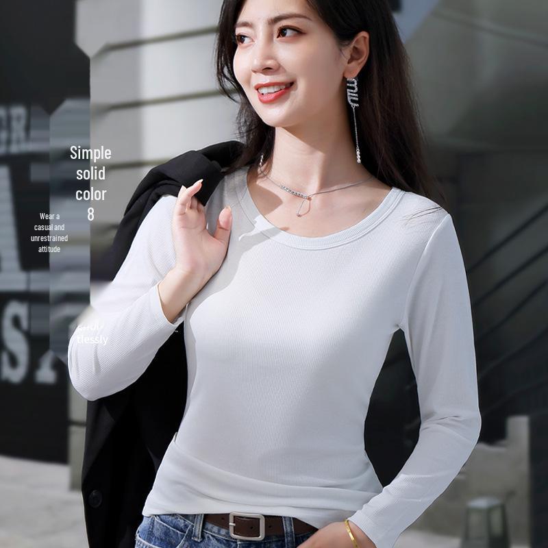 Autumn Korean Style Women's Slim-Fit Long Sleeve Round Neck T-shirt