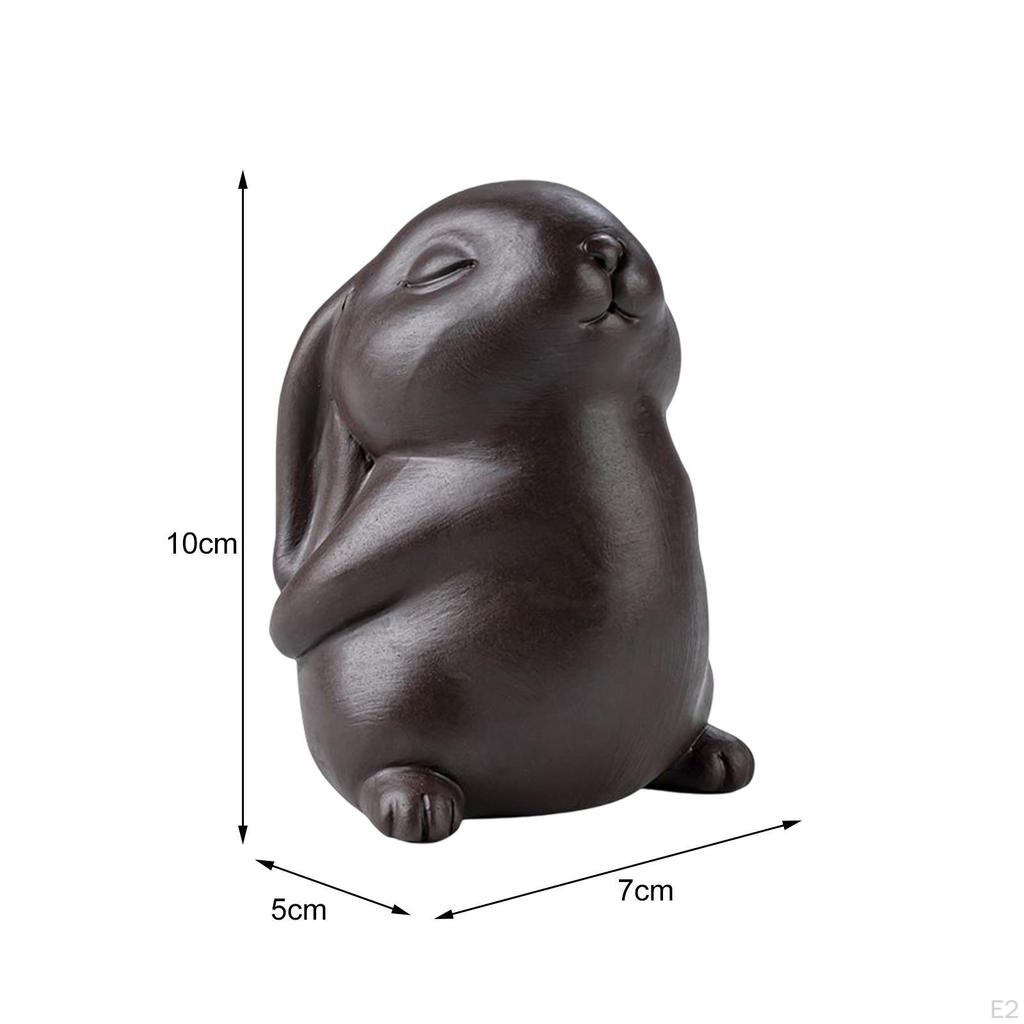 Figurine Bunny Statue Animal Sculpture Collectibles Tea Table Decor Ornament for Office Bedroom Home