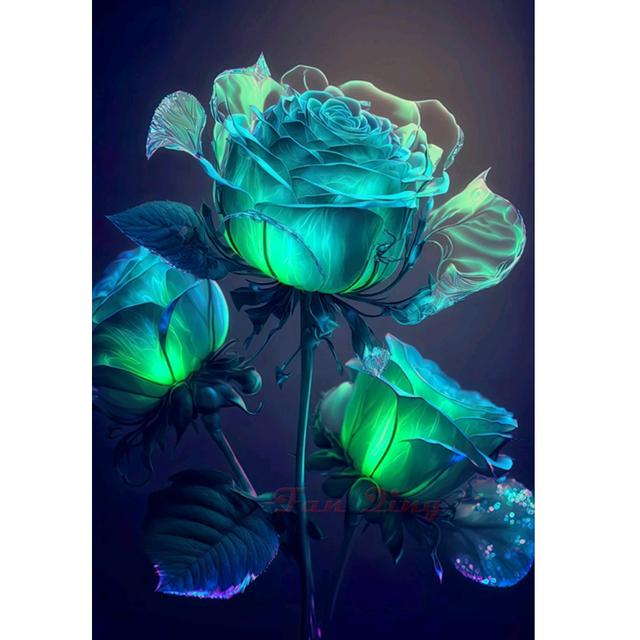 DIY 5D Diamond Painting Blue Rose Flower New 2023 Full Diamond Embroidery Fantasy Landscape Mosaic Picture Craft Hobbies