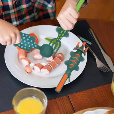 Dinosaur Toddler Utensils Set Fork Spoon Pusher Kids Cutlery Set for Fun