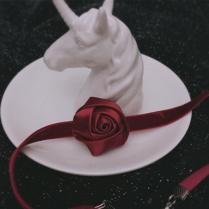 Fashion Choker Necklace Women Silk Satin Rose Necklace Flower Rose Chocker Clavicle Chain Party Sexy Jewelry Ornament