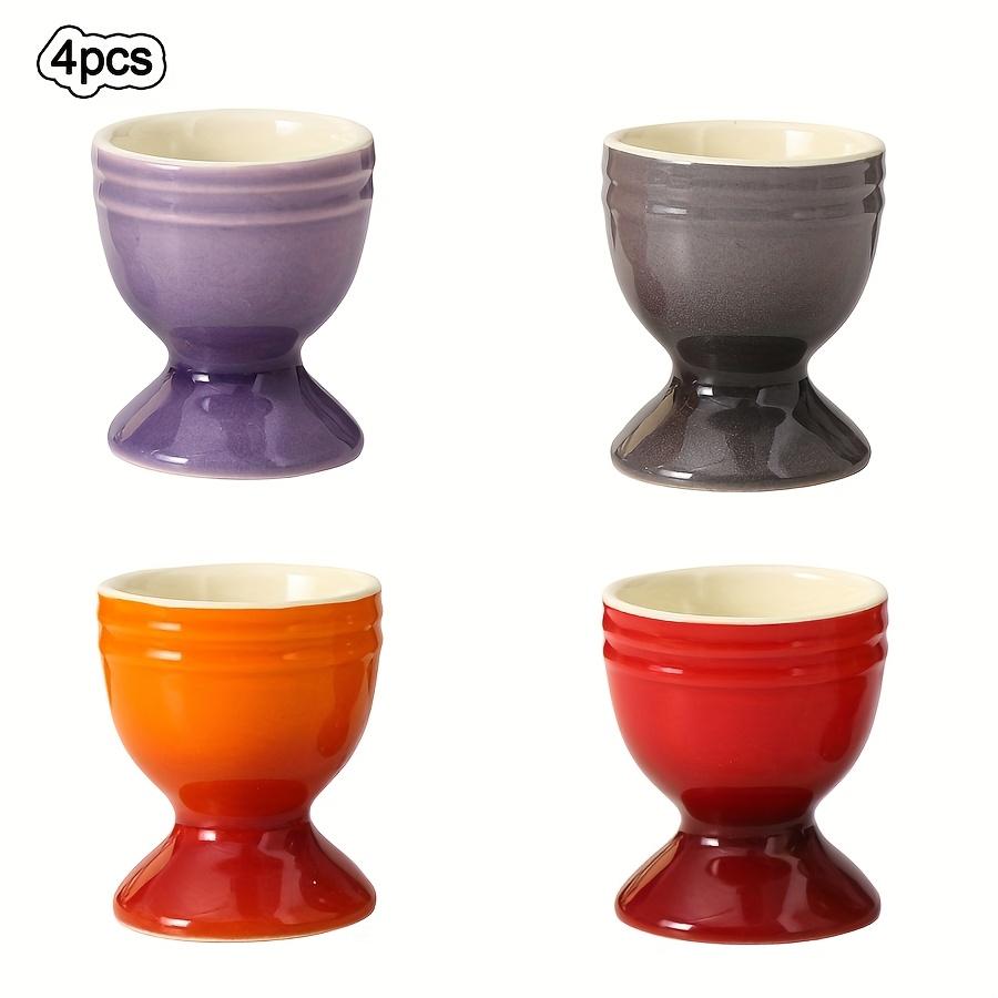 2/4/6pcs Ceramic Egg Cups Porcelain Colorful Egg Cups Stand Holder for Soft Boiled Eggs Breakfast Cooking Kitchen Egg Serving 2