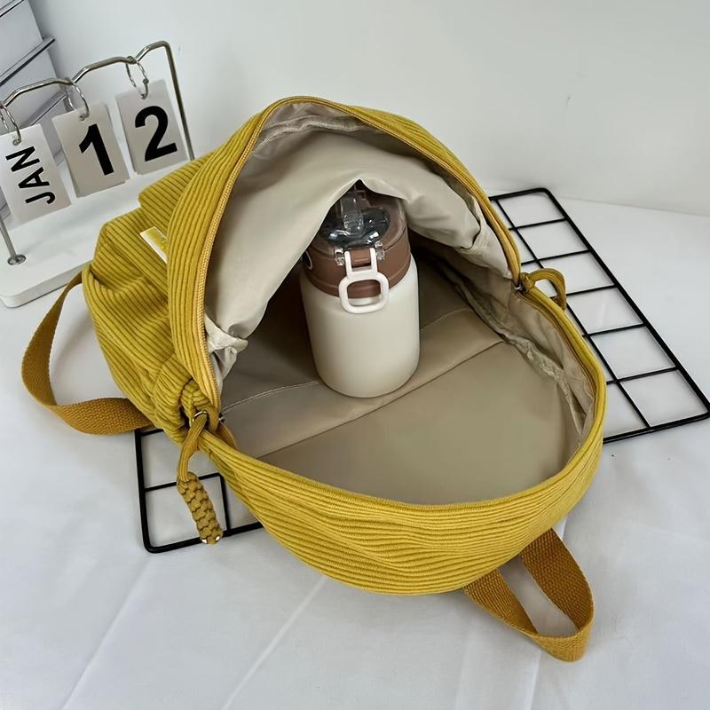 Corduroy Small Backpack  Casual Travel Backpack  Simple Fashion Backpack