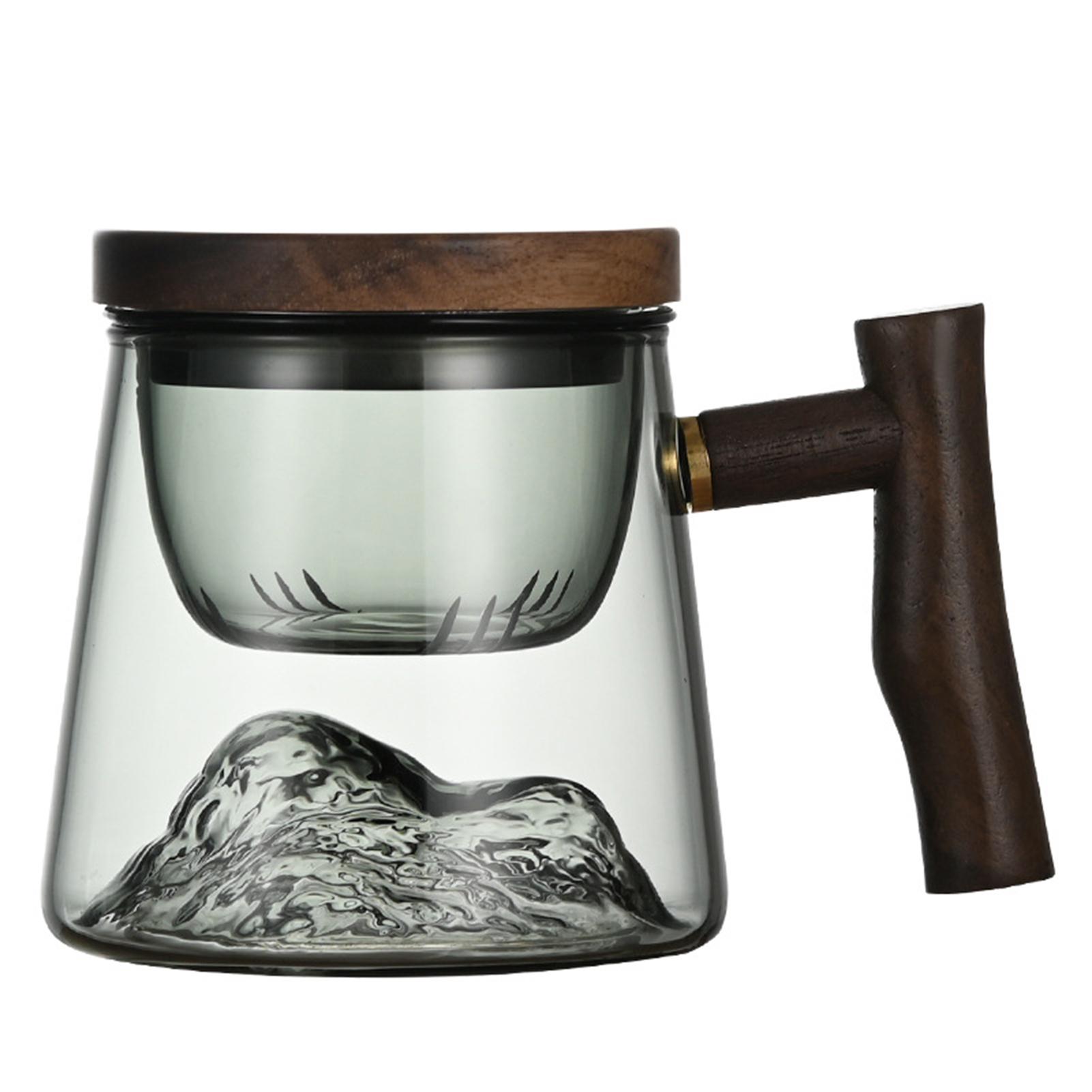 

Wooden Handle Glass Tea Cup With Filter Multi-Purpose Brewings Tea Cup Ideal Birthday Gift