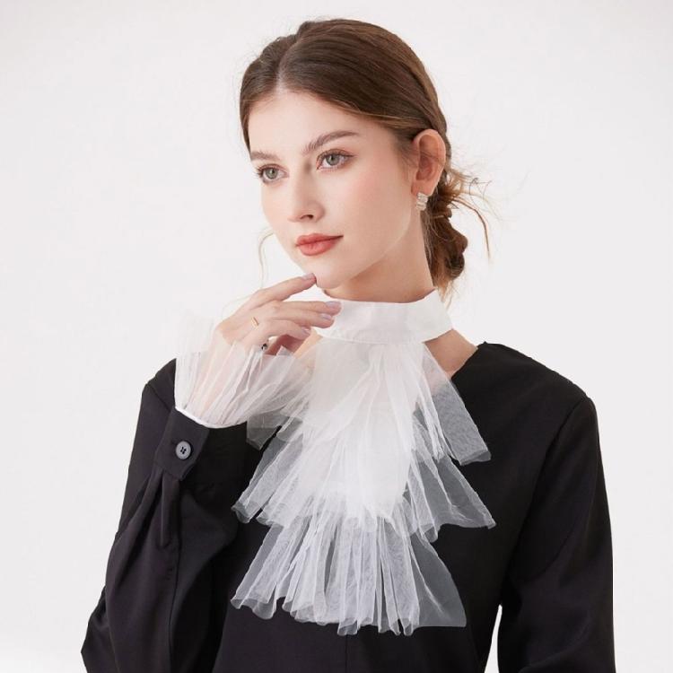 Wedding Parties Vintage Detachable Ruffled Jabot Lapel False Collar and Sleeves Cuffs Set Cosplay Costume Accessories