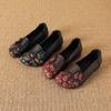 Scarpe da Donna Stampate Vintage con Suola Morbida, Stile Etnico, Pelle Vera, Slip-on, Tacco Basso