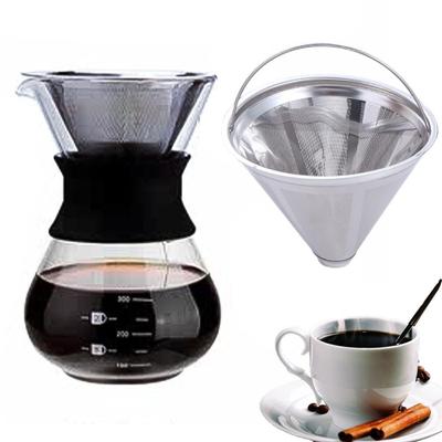 Fine Mesh Drip Coffee Machine Filter with Foldable Handle Tea Strainer Coffee Powder Basket  Cafe
