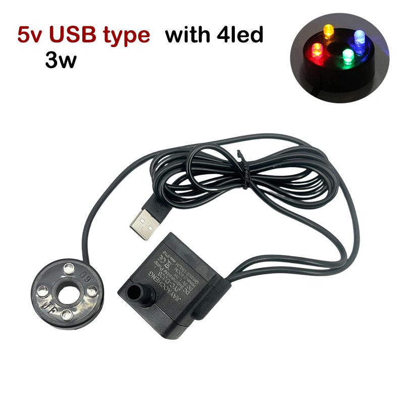 

5 В USB 220 В 2,5 Вт 3 Вт 5 Вт Аквариумный погружной водяной насос со светодиодной подсветкой для аквариума, фонтана, пруда, вилка ЕС Aquario Pumps Aquatic Pet usb 5v