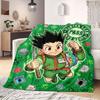 Hunter×Hunter Awesome Print Flannel Blanket, Cartoon Style for Bedroom Decor, Soft Bedding for Chairs, Portable Travel_LIAN