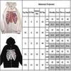 Women's Fashion Skeleton Body Printed Full Zip Hoodie Jacket Ladies Hooded Zipper Sweatshirt Coat Outerwear L