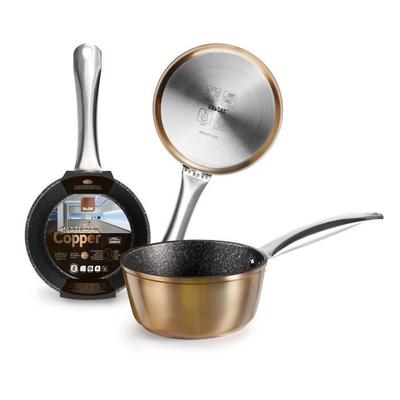 IBILI Nature Saucepan with Copper Coating and Stainless Steel Handle, 16 Cm, Stone-Style Non-Stick, Induction Compatible