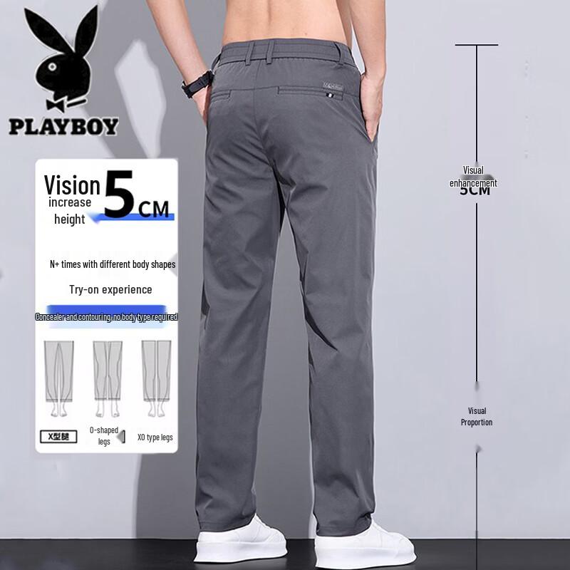 PLAYBOY Pantalon Décontracté Droit en Soie Glacée pour Homme