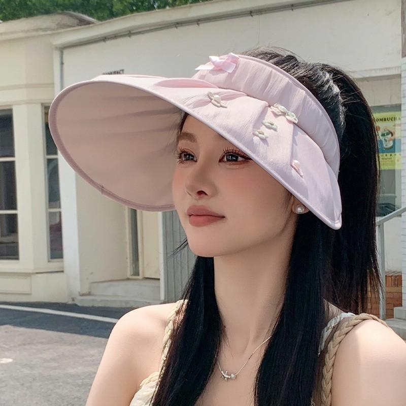 Summer Sun Protection Hat For Women With Large Brim And Butterfly Bow For Outdoor Travel
