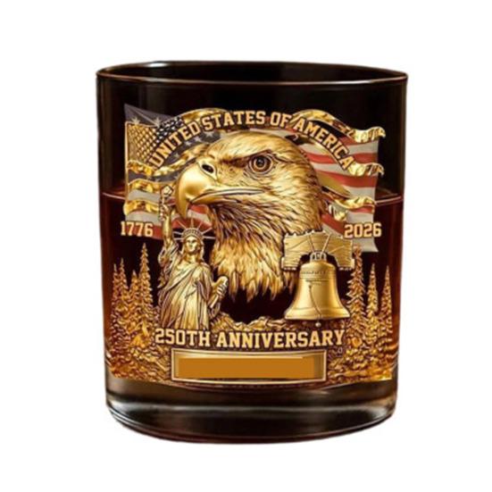 America 250th Anniversary Glass We The People Whiskey Glass Liquor Bourbon Cocktail Glass Patriotic Gift for Father's Day or Veterans