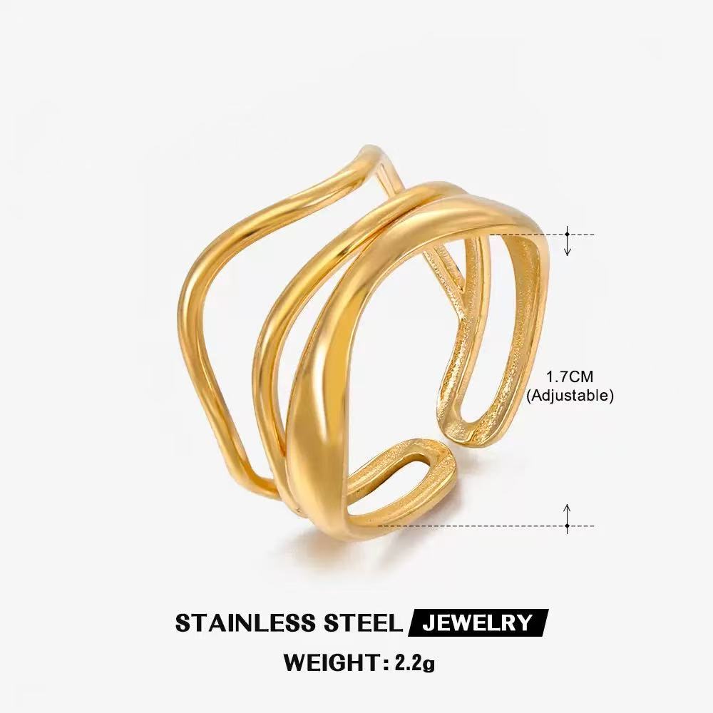 Wholesale High End Waterproof Three-dimensional M Letter Hollow Stainless Steel Finger Ring Trendy for Women Personalize Jewelry