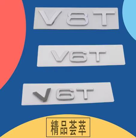 3D V8T V6T V6 V8 T car Hood Fender trunk Rear Bonnet Nameplate Decal Emblem Badge Sticker for A1 A3 A5 A6 A4 A7 Q3 Q5 Q7