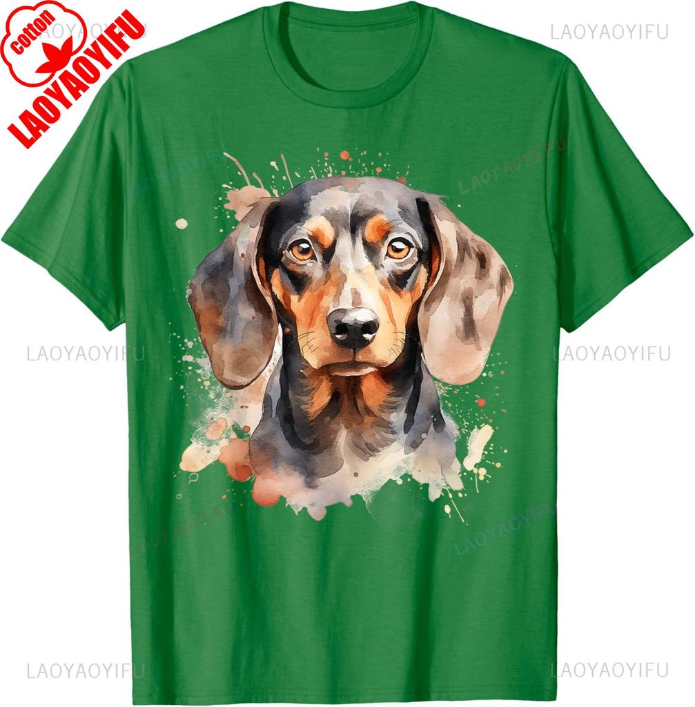 Watercolor Dachshund TShirt Unisex Unisex Summer Cotton Printed TShirt Casual Streetwear Clothes Classic Outdoors Breathable Tops