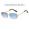 Fashion Rimless Square Double Bridge Sun Glasses Vintage Women Men Sunglasses UV400