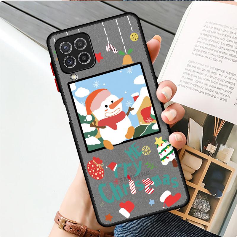 Χριστουγεννιάτικα Πρωτοχρονιάτικα Δώρα Θήκη Elk Snow Ματ Για Samsung Galaxy A52 A12 A51 A32 A21s A71 A32 5G A12 A22 A53 A70 A50 Κέλυφος Τηλεφώνου
