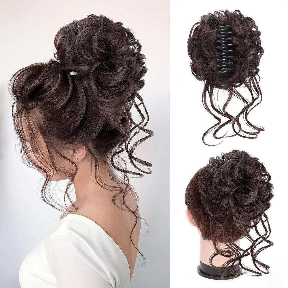 Women's Long Hair  Curly Hair High-end Sense  Flower Bud Hair Flower Wig